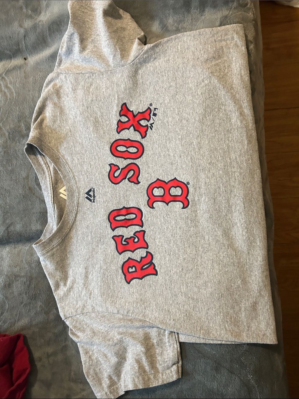 Majestic Gray Boston Red Sox Kids Tee with Red Team Logo